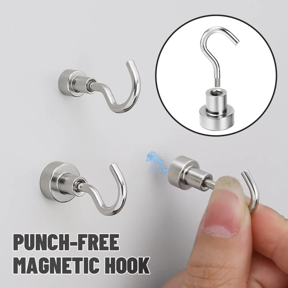 10/1PCS Metal Strong Magnetic Hook Wall-mounted Heavy-duty Magnetic Hook Key Hanger Home Kitchen Bathroom Accessories Magnet