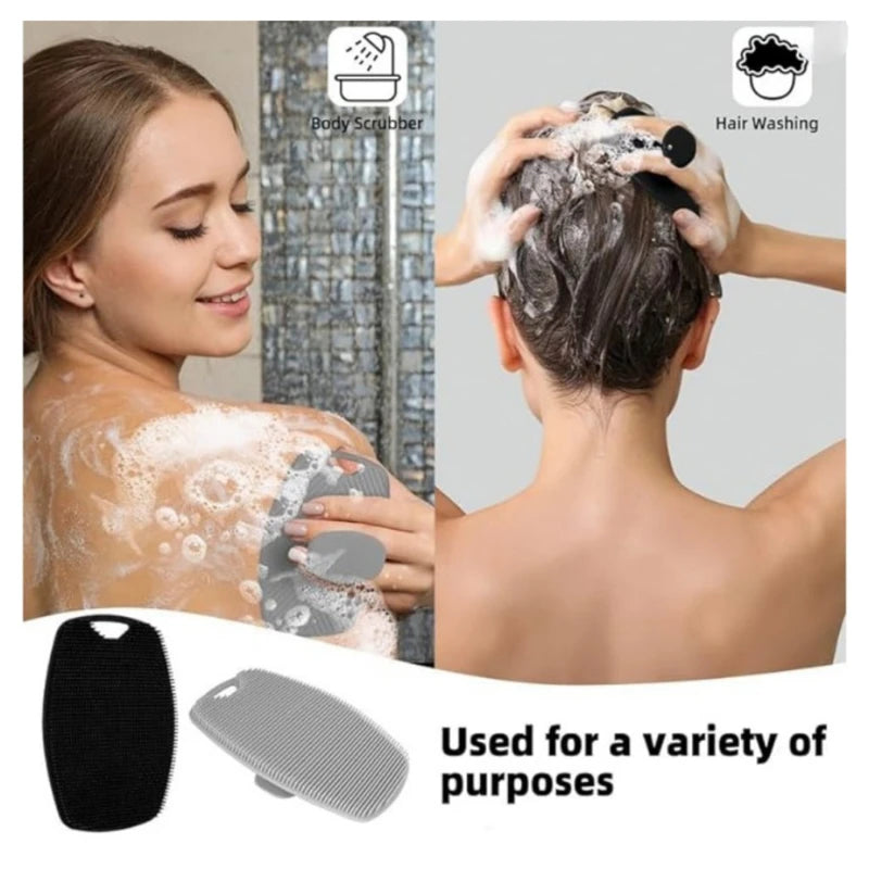 1pc Soft Silicone Exfoliating Brush Cleanser Manual Body Cleansing Scrubber Shower Gentle Massage Bath Brush For Men