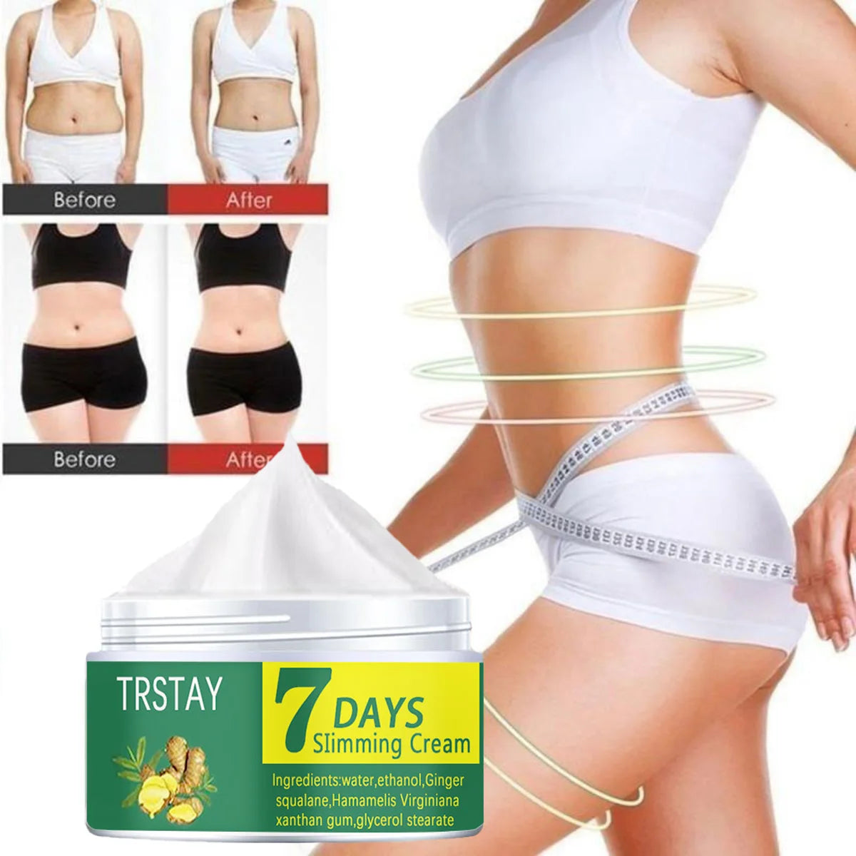 7 DAYS Ginger Slimming Cream Weight Loss Remove Waist Leg Cellulite Fat Burning Shaping Cream Whitening Firming Lift Body Care