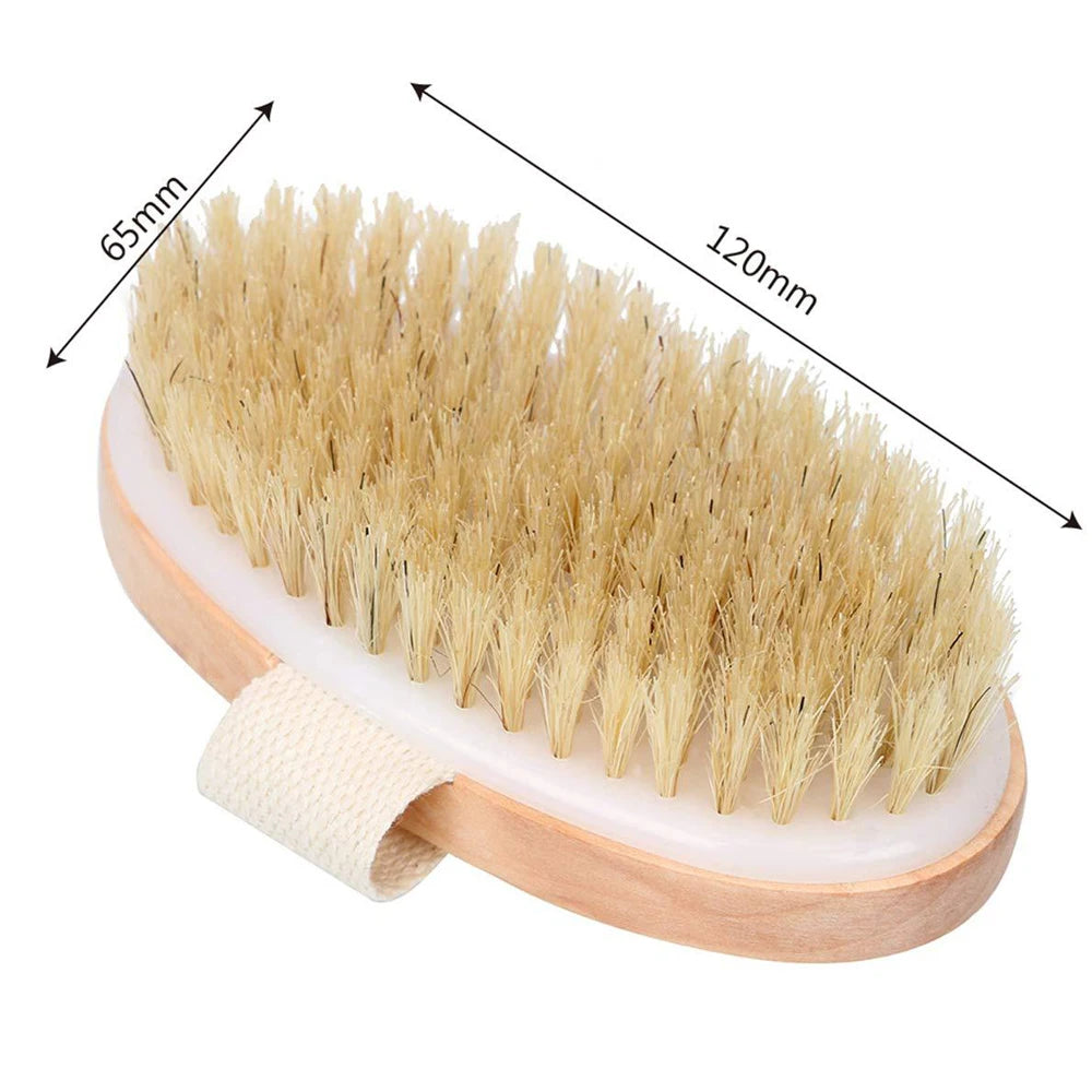 Wet and Dry Body Brush Exfoliator with Soft Bristles Body Scrub Brush for Cellulite and Lymphatic Bath Shower Skin Care Tool