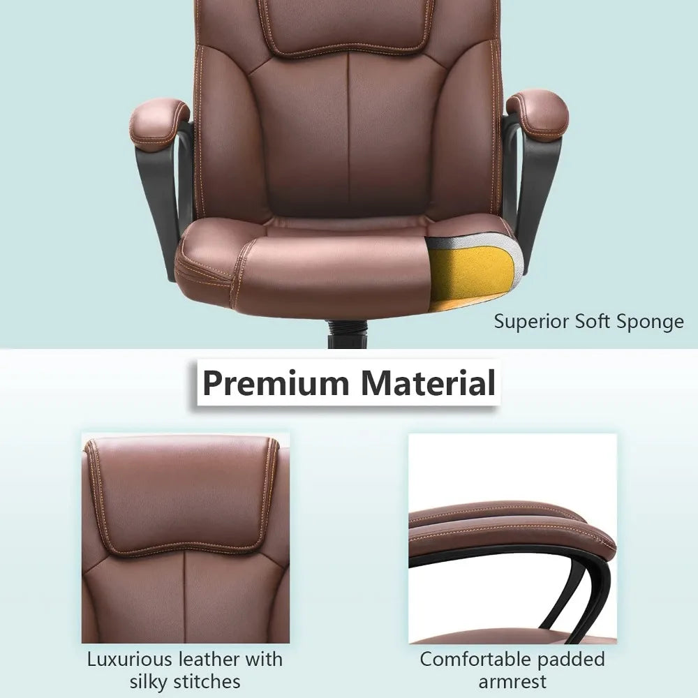 PU Leather Recliner Chair Waist Support 18D X 19W X 41H in Living Room Chair Brown Freight Free Desk Chairs Armchair Sofa Office