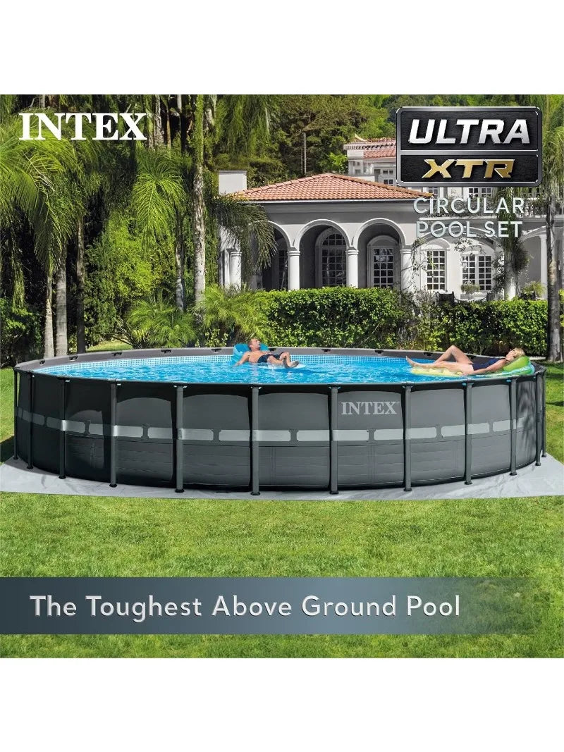 Ultra Frame 26' x 52" Round above Ground Outdoor Swimming Pool Set with 2100 GPH Sand Filter Pump