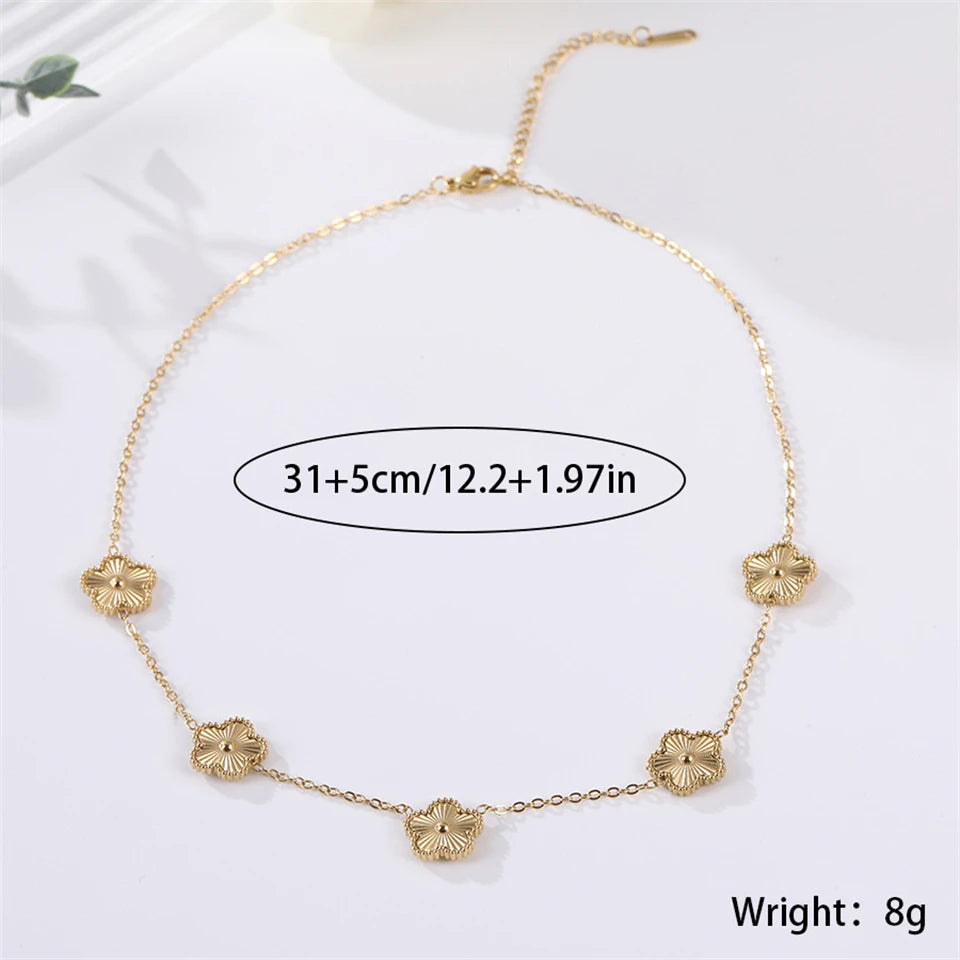 UILZ Simple 304 Stainless Steel Flower Bracelet For Women Golden Plum Blossom Temperament Bracelet Daily Workday Jewelry Gift