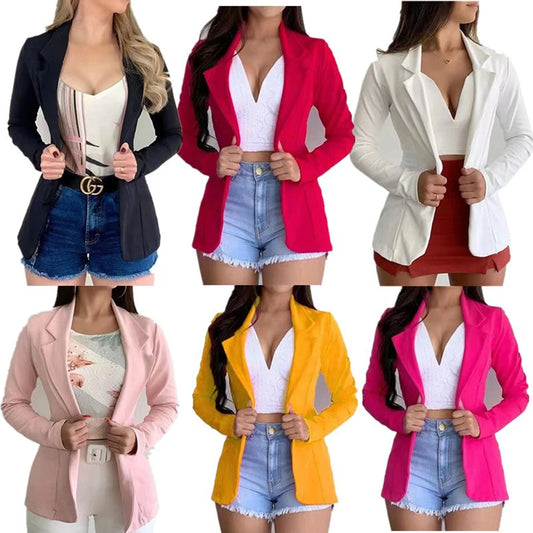 Stylish women's sports coat, long sleeved slim office sports casual top