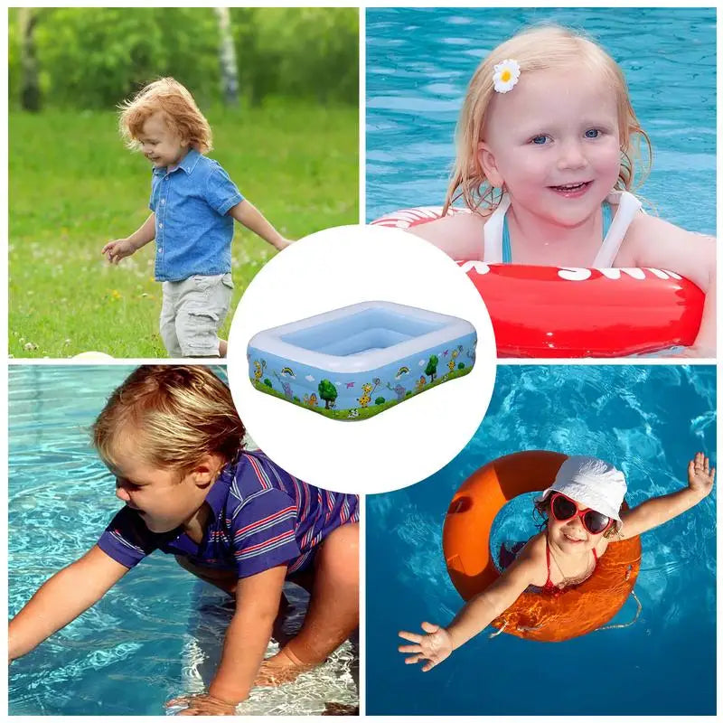 1.2/1.5M Blue Square Inflatable Children's Baby Water Swimming Pool Air Pool Paddling Pool For Home Garden Grass Ground