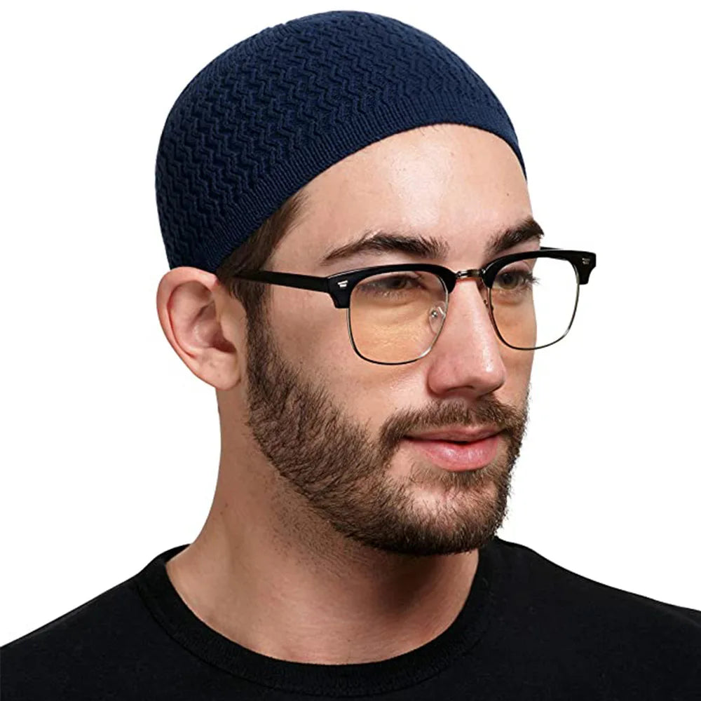 Winter Knitted Muslim Men Prayer Hats Unisex Beanies Cap Warm Islamic Ramadan Jewish Kippah Homme Hat Men's Wrap Head Caps