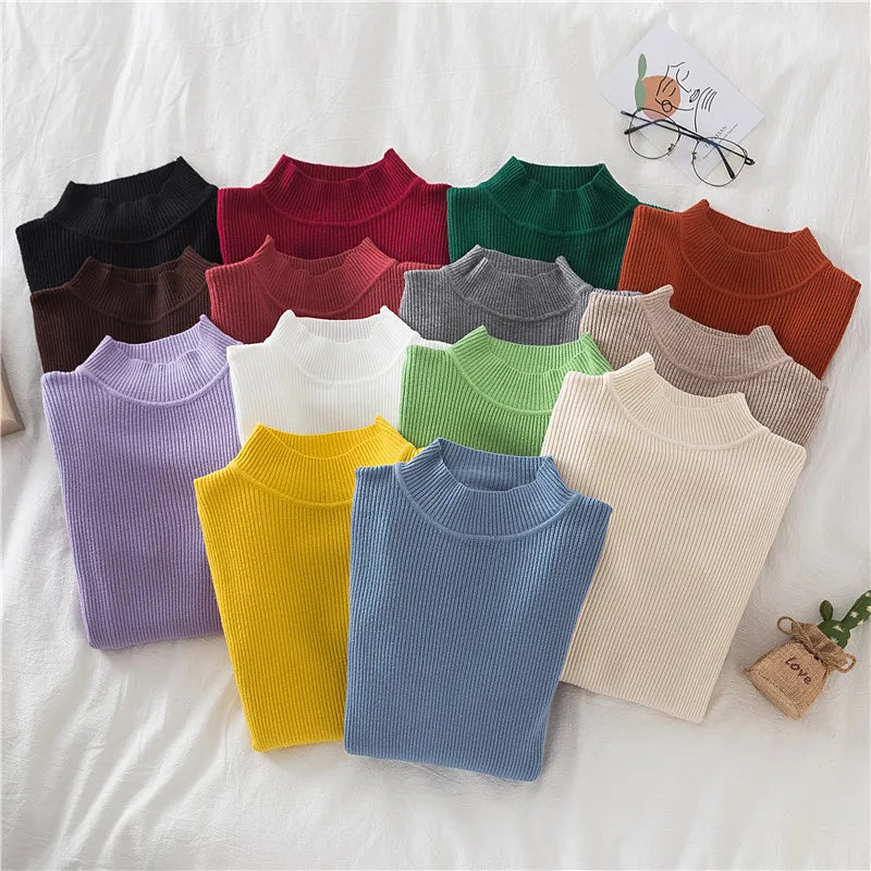 Women Turtleneck Sweater Knitted Soft Pullovers cashmere Jumpers Basic Solid Soft Sweaters Women Autumn Winter Casual Top