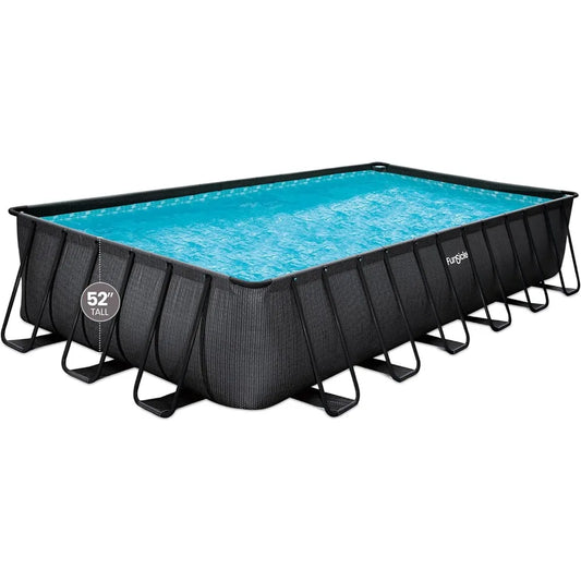 Swimming Pool 24' X 12' X 52" Oasis Designer Rectangular Frame Outdoor Above Ground Swimming Pool