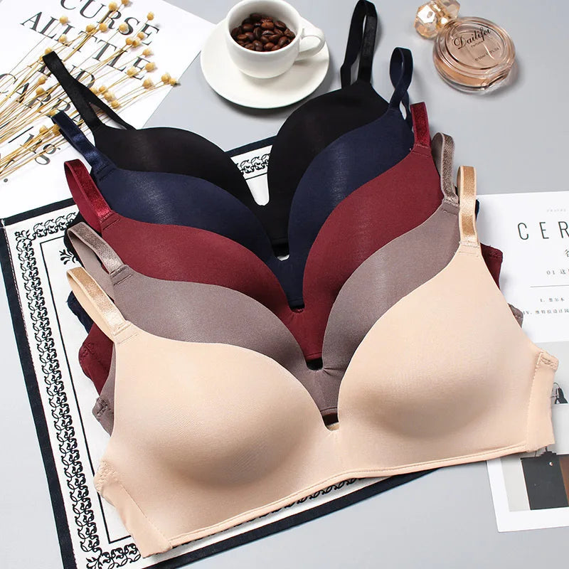 Ice Silk Bra For Women Comfort Wireless Gather Sexy Underwear For Women Push Up Simple Lingerie Seamless Brassiere Bralettle