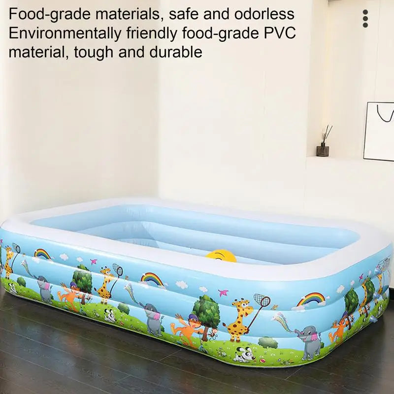 1.2/1.5M Blue Square Inflatable Children's Baby Water Swimming Pool Air Pool Paddling Pool For Home Garden Grass Ground