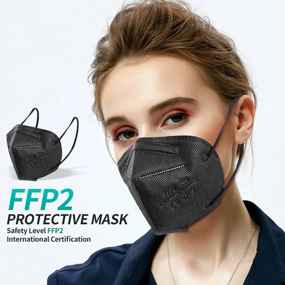 10-200PCS mascarillas fpp2 Black KN95 CE Certified FFP2 face mask mascarilla kn95 5Layers Non-wove Adult ffp2 mask kn95 reusable